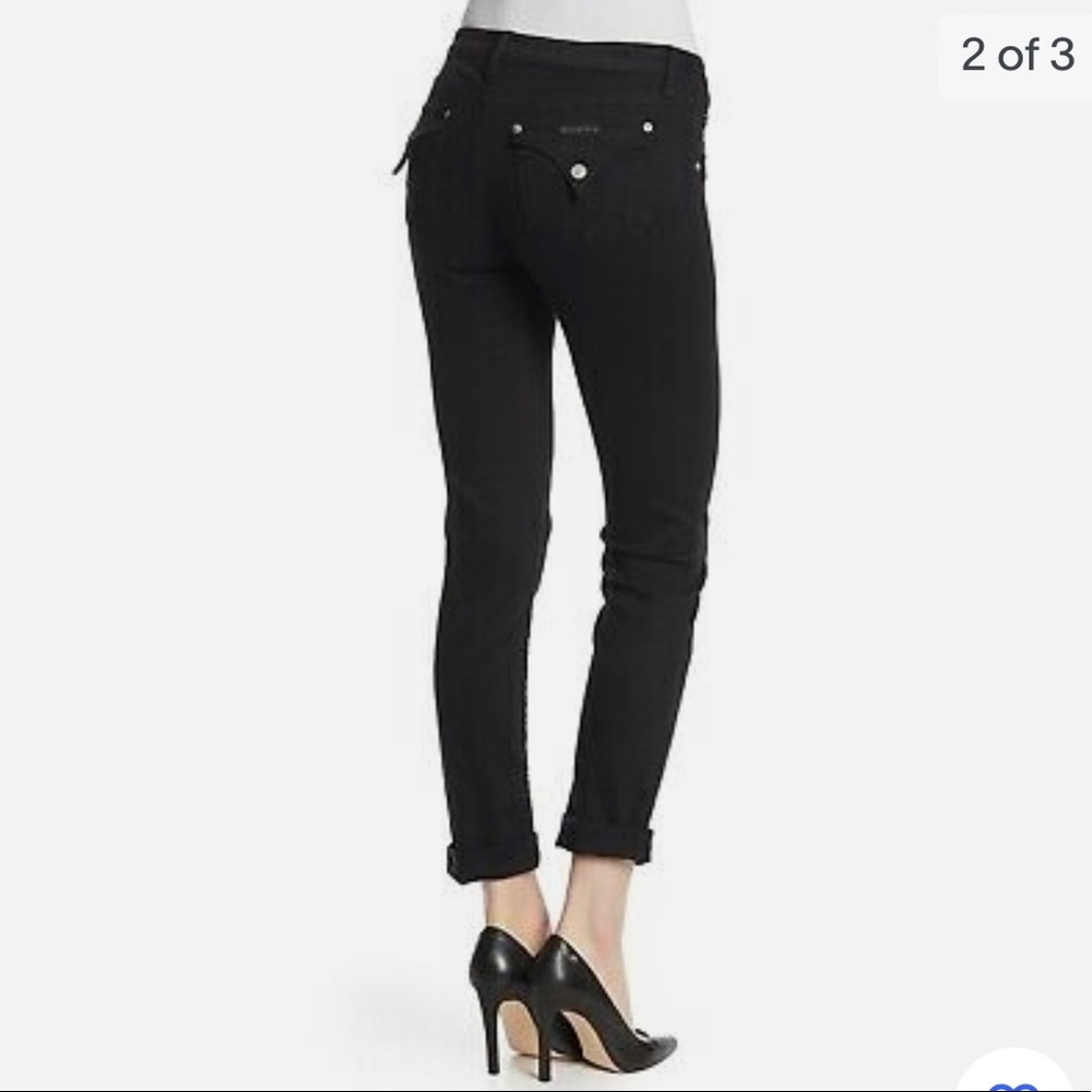 Hudson bacara cropped straight cuffed black denim size 30